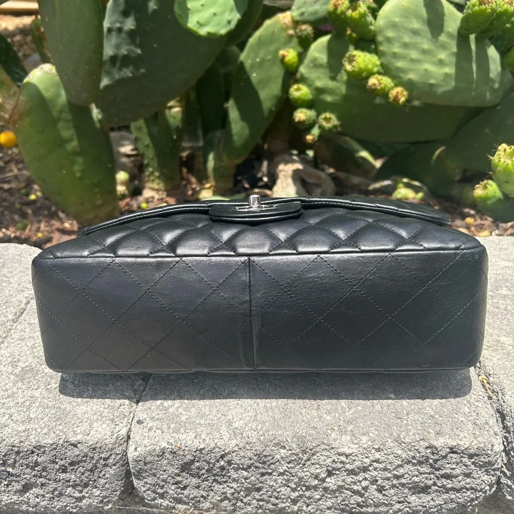 CHANEL Black Quilted Lambskin Shoulder Bag with Silver Hardware - Picture 7 of 10